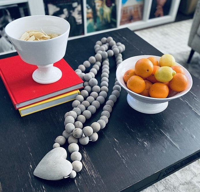Oversized Wood Prayer Beads with Heart, 76"