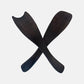 Ebonized rustic spalted maple wood salad servers, dark brown, 13.5"L, crossed.
