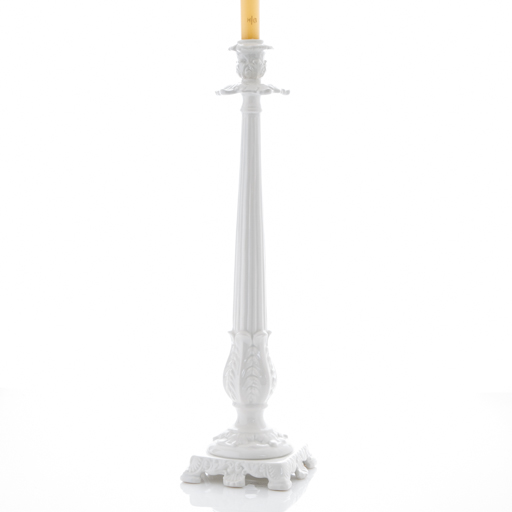 Decorative white ceramic candlestick
