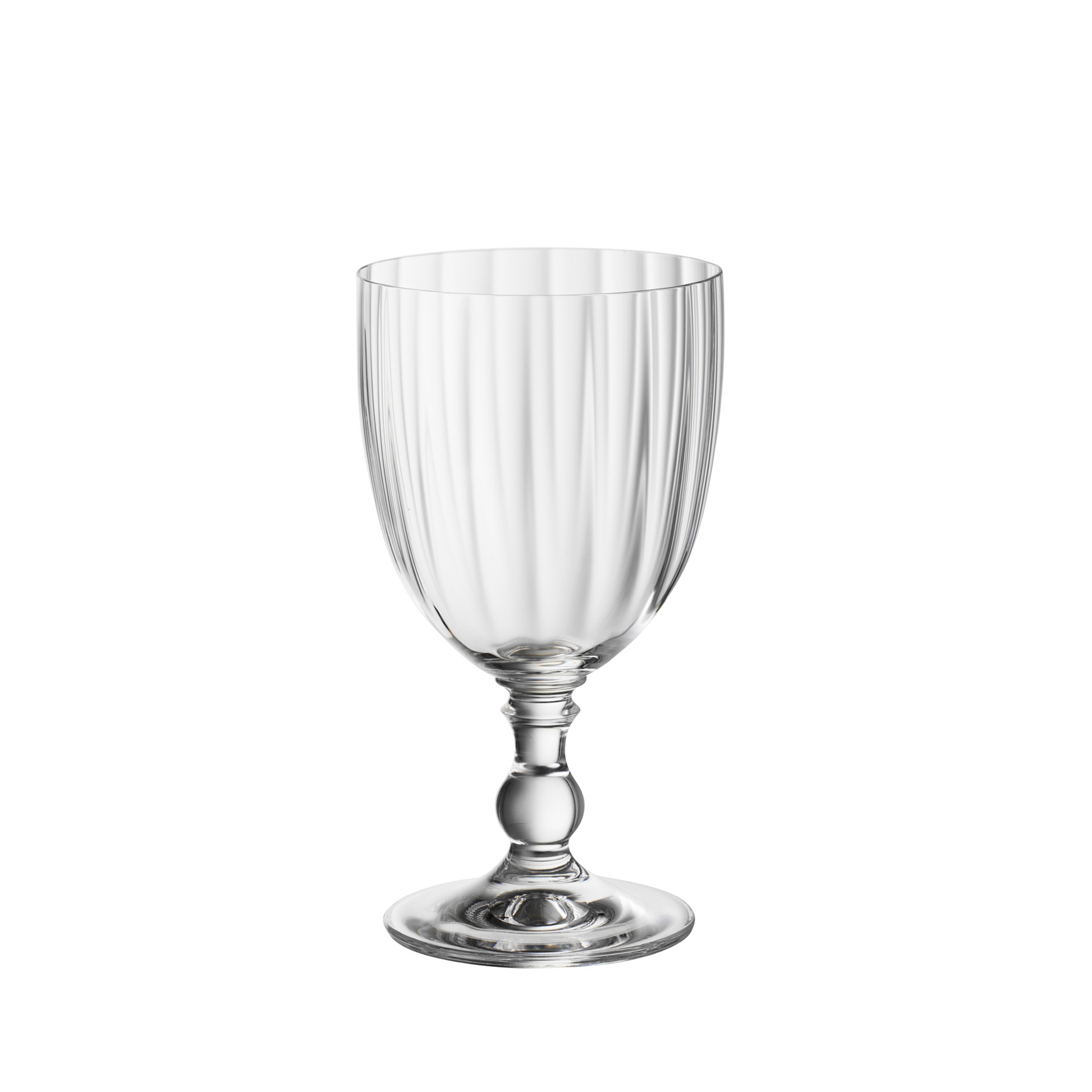 stemmed crystal wine glass with ribbed detailing 12 ounces