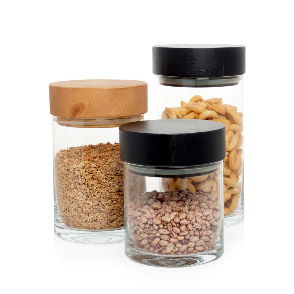 Glass Food Storage Containers Wood Lids