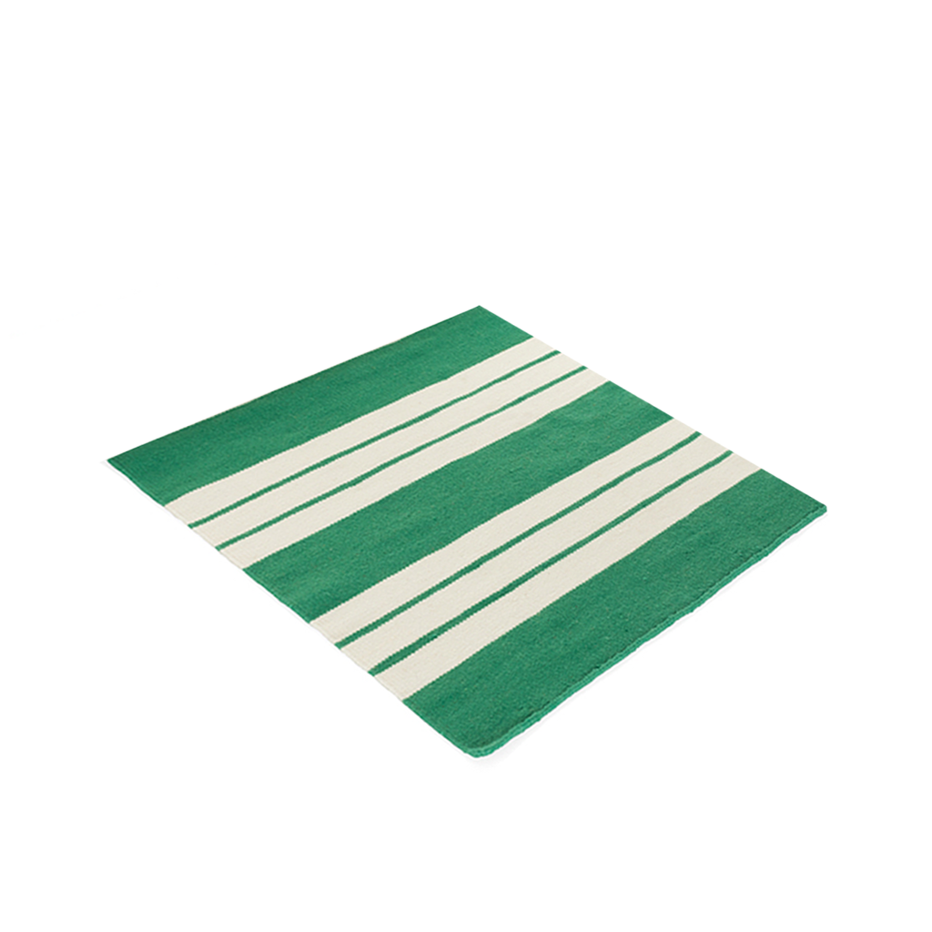 Nantucket Green Stripe Handwoven Wool Rug, 2'x3'
