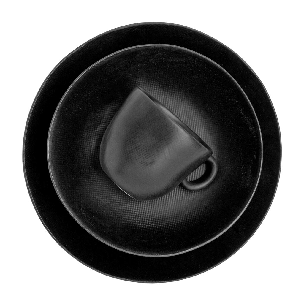 textured black graphite dinnerware