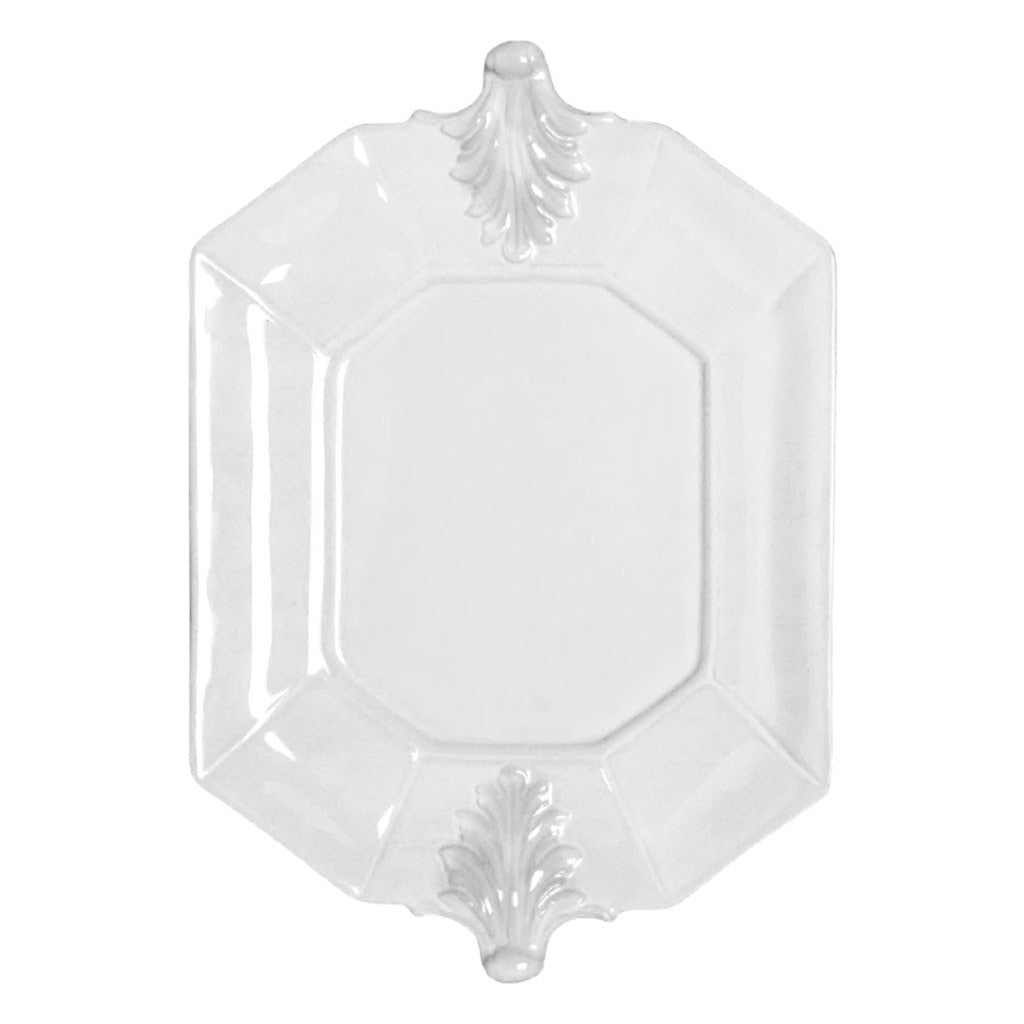 Octagon shaped serving platter with detailed handles