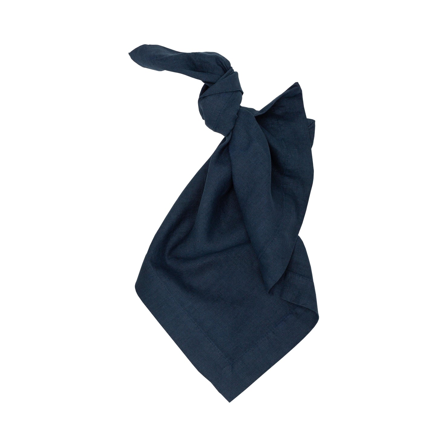 Indigo HG Signature hand-dyed 22-inch linen napkin, knotted.