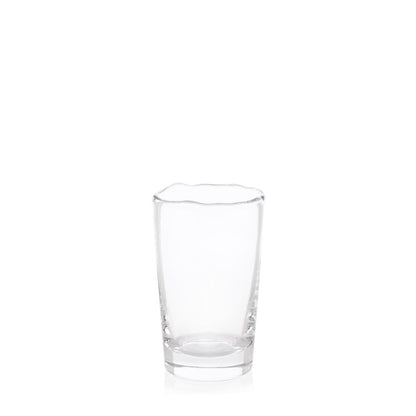 Jacob Scissor-Cut 8 oz. clear glass tumbler with a rippled rim and thick base.
