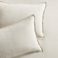 Set of 2 khaki washed-linen pillow shams with 2" flange and double-needle stitching.