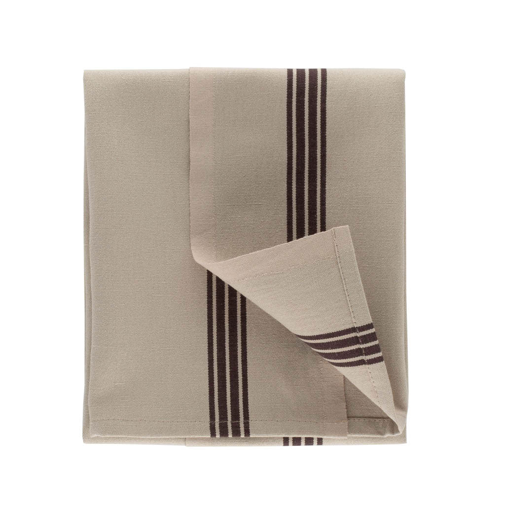 Khaki Piano Stripe Hand Towels, Set of 2 - Hudson Grace