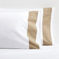 Set of 2 Khaki Wide-Band Percale Pillowcases, white with a 4" khaki appliqued band.
