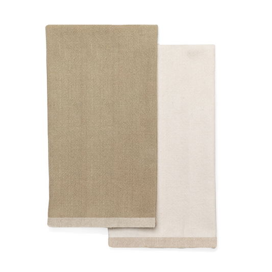 khaki and white stripe linen hand towel 