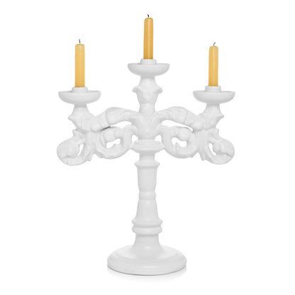 white candelabra decoration 3 candles