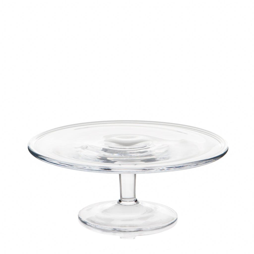 Klara Small Glass Cake Stand, clear glass, simple timeless design, 9.5"Dia. x 4"H.