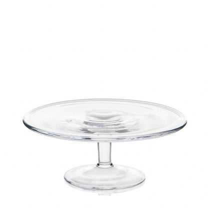 Klara Small Glass Cake Stand, clear glass, simple timeless design, 9.5"Dia. x 4"H.