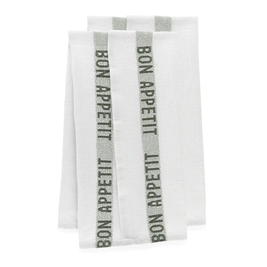 Green "Bon Appetit" Hand Towels, Set of 2 - Hudson Grace