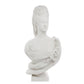 White resin bust of Marie Antoinette in period clothing with roses, on a square base.