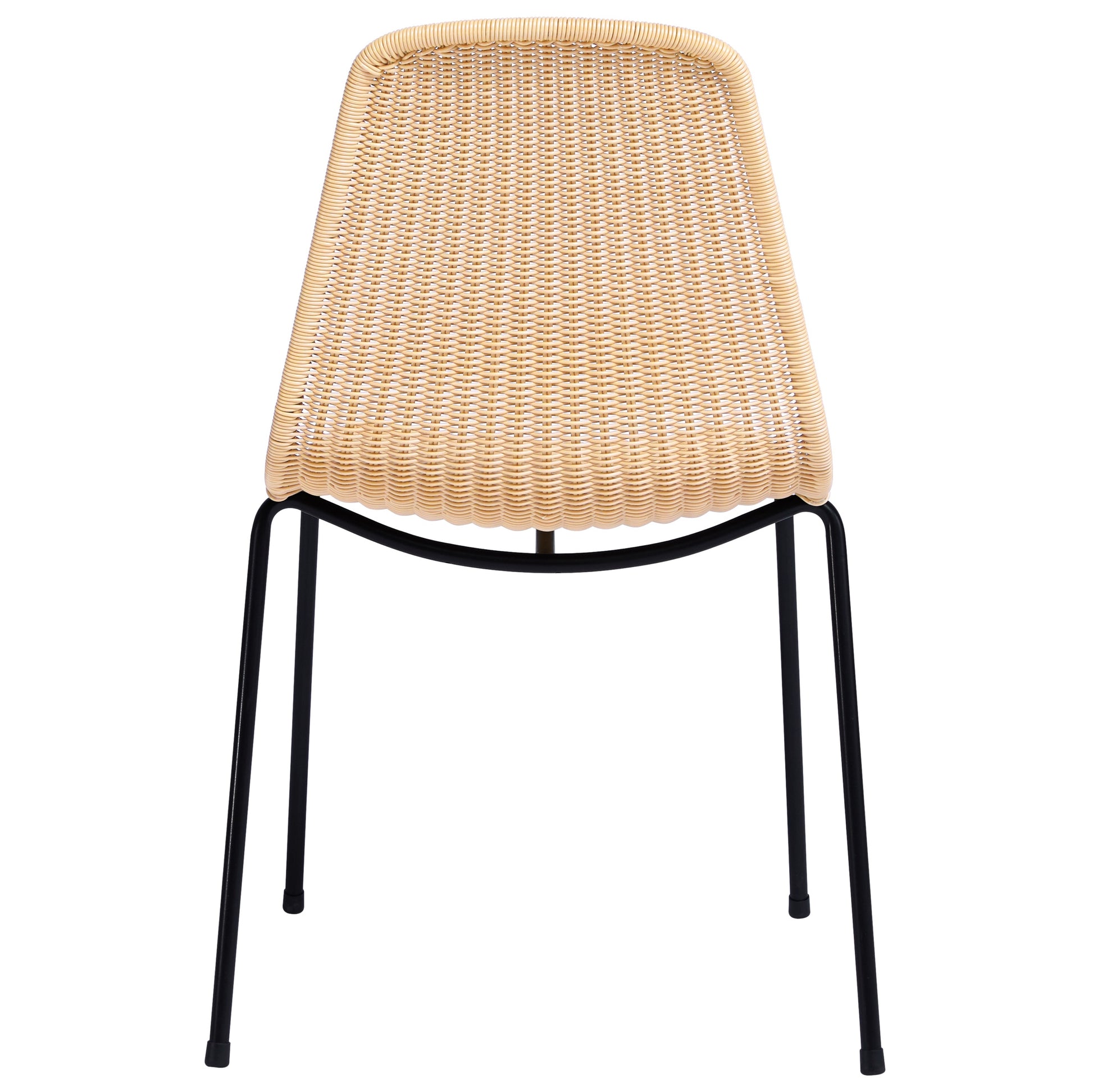 Natural wheat rattan "Basket" dining chair with black steel frame, designed by Gian Franco Legler.