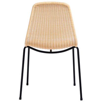 Natural wheat rattan "Basket" dining chair with black steel frame, designed by Gian Franco Legler.