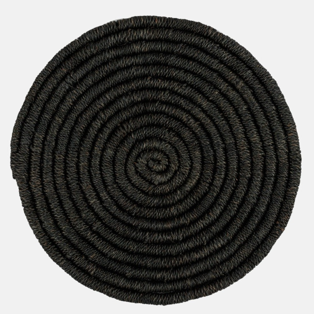 Round Black Woven Abaca Placemat