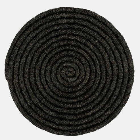 Black Woven Abaca Round Placemat, 15
