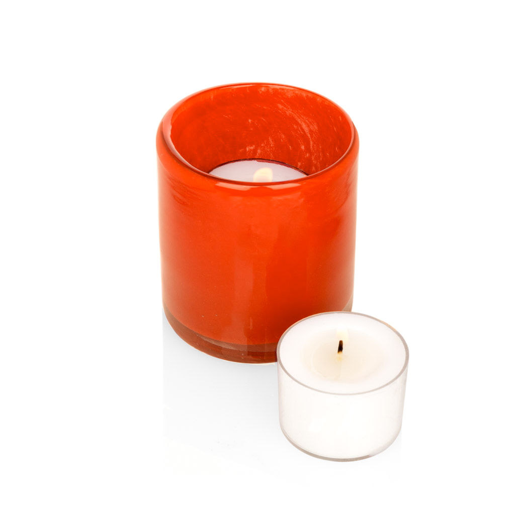 bright orange candle holder
