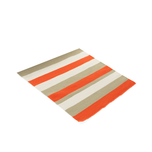 Nantucket Orange and Khaki Stripe Handwoven Wool Rug, 2'x3'