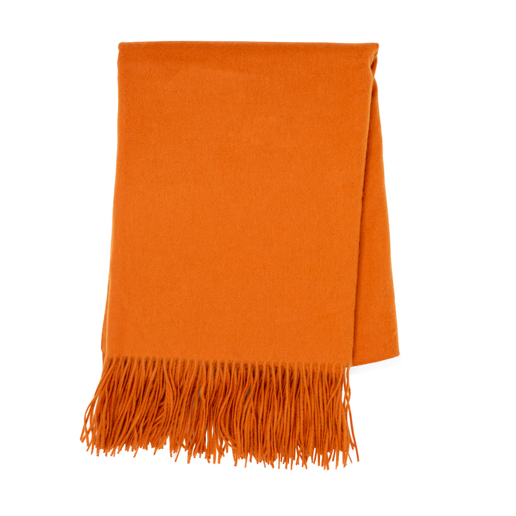 Bright Orange Cashmere Throw Blanket