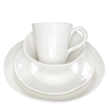 Organic White Ceramic Mug, 4"H, 10 oz, with subtle organic edges and creamy white glaze.
