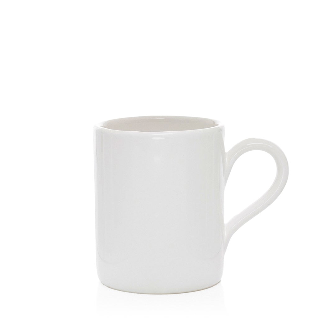 HG Original Collection creamy white ceramic mug, 4"D x 5"H, with clean edges and a classic handle.