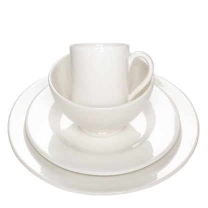 HG Original creamy white ceramic bowl, plate, and mug set, 10" diameter.
