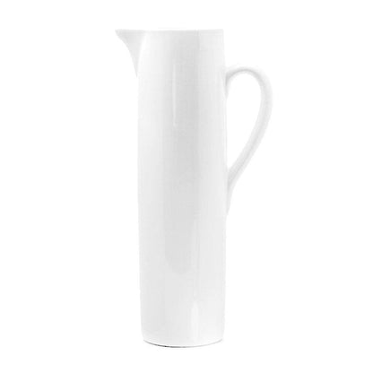 HG Original Tall Ceramic Pitcher, creamy white glaze, architectural straight edges, 15"H.