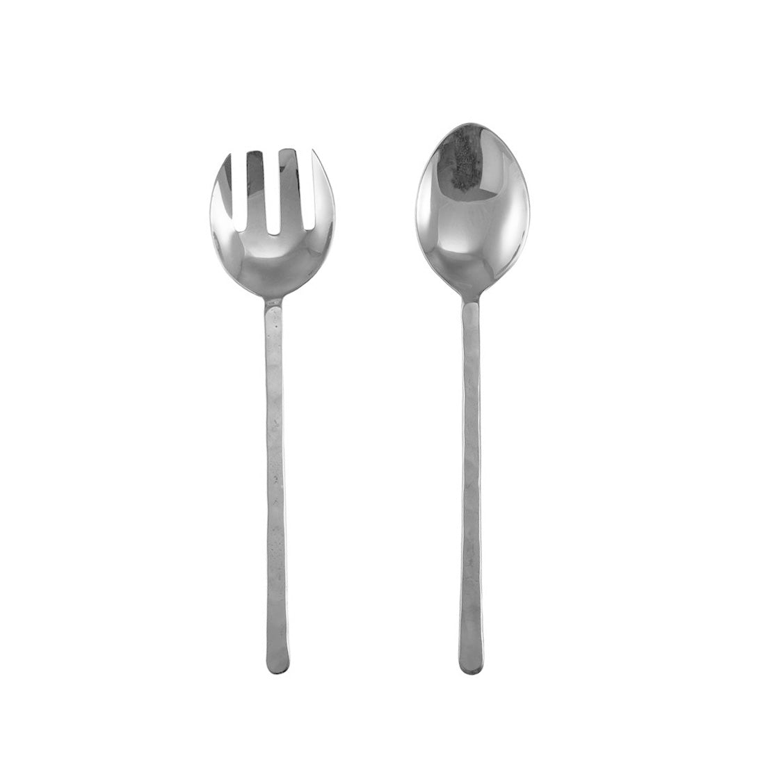 Orleans 2-piece stainless steel serving set with hammered handles, including a fork and spoon.