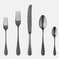 Oro Nero 5-piece flatware set in dark pewter 18/10 stainless steel, vintage neo-baroque design.