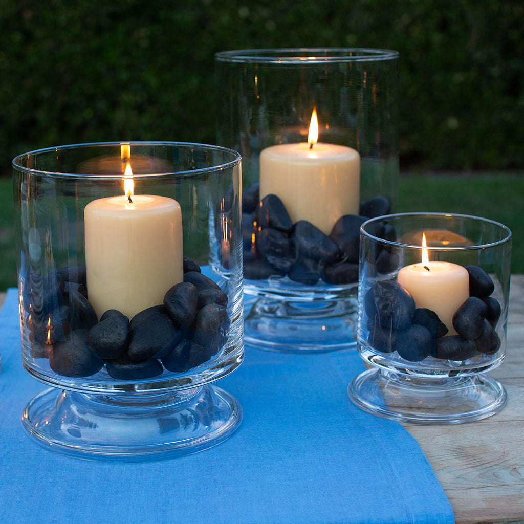 footed glass candle holder
