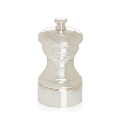 Peugeot Paris Silverplate 4" Pepper Mill, classic design, shiny silver-plated metal.