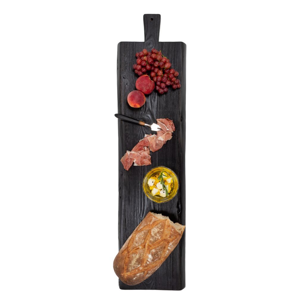 large black wood cheese board serving plank 