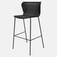 Black Rattan "Wing" Outdoor Stool by Yuzuru Yamakawa with polyethylene wicker seat and steel frame.
