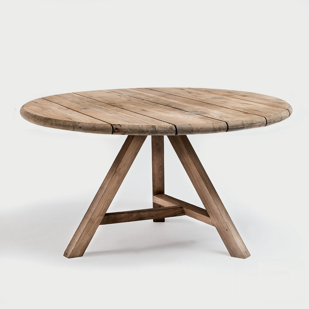 Anton Reclaimed Teak Wood Round Dining Table Hudson Grace