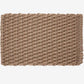 Sand braided rope doormat, handwoven, rectangular, with a textured, tightly woven pattern.