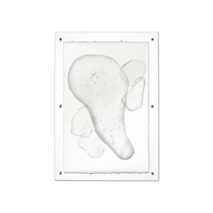 Sea Glass #6 abstract art print on Nepalese handmade paper, framed with clear acrylic and silver standoffs.