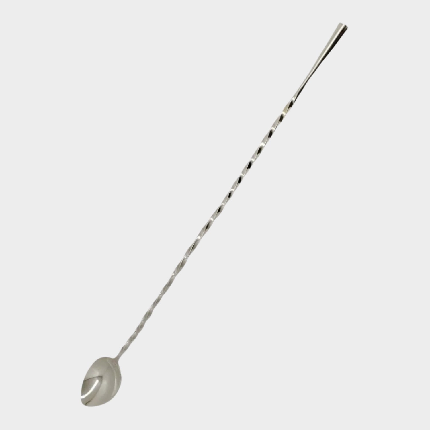 HG Silverplate Long Bar Stirrer Spoon with a twisted stem and small bowl.
