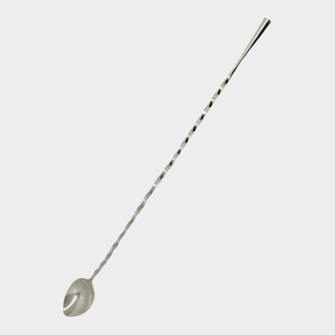HG Silverplate Long Bar Stirrer Spoon with a twisted stem and small bowl.