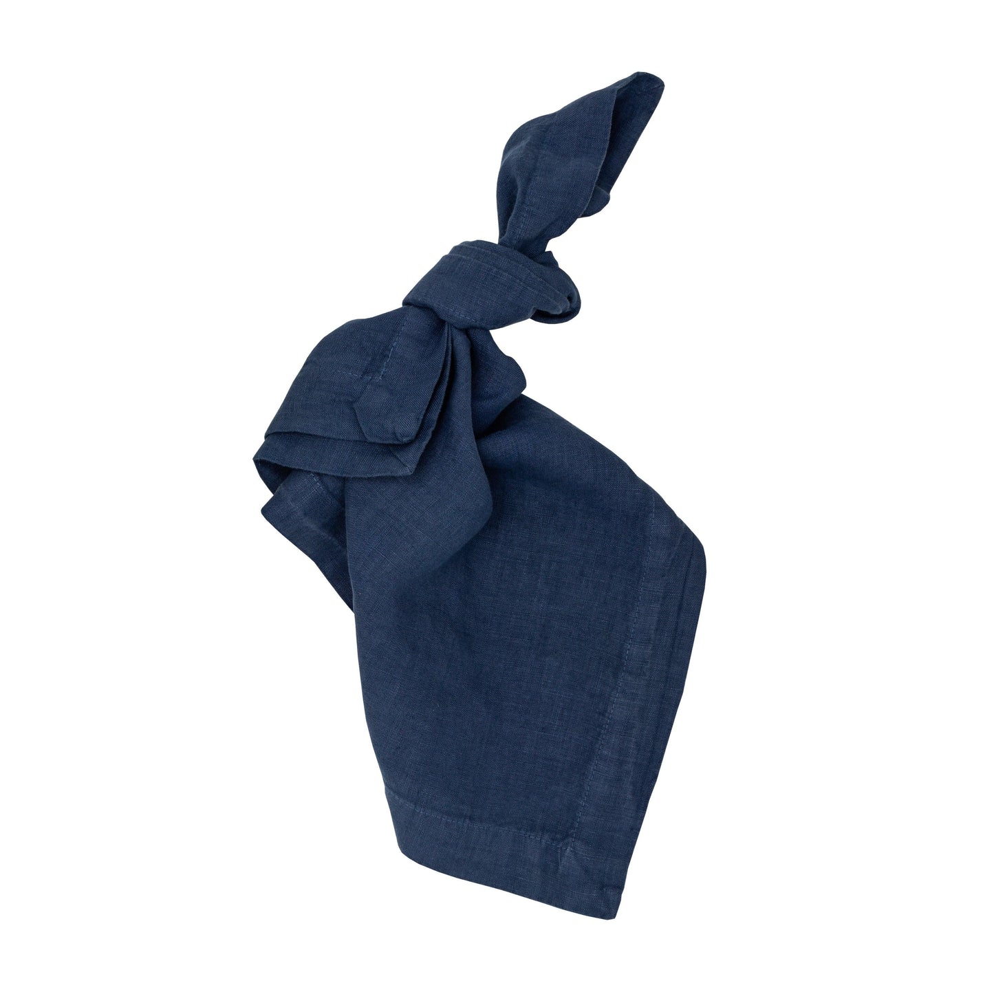 Surf Blue HG Signature Hand-dyed Linen Napkin, 22-inch square, tied in a knot.