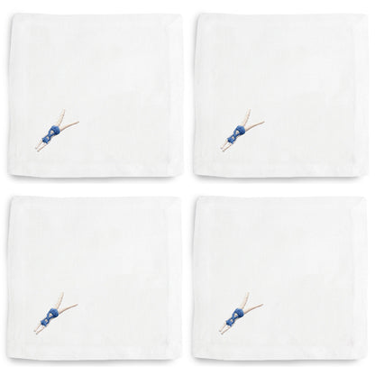 Embroidered Swimmer Cocktail Napkin Coaster, set of 4