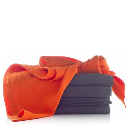 gray orange linen napkins