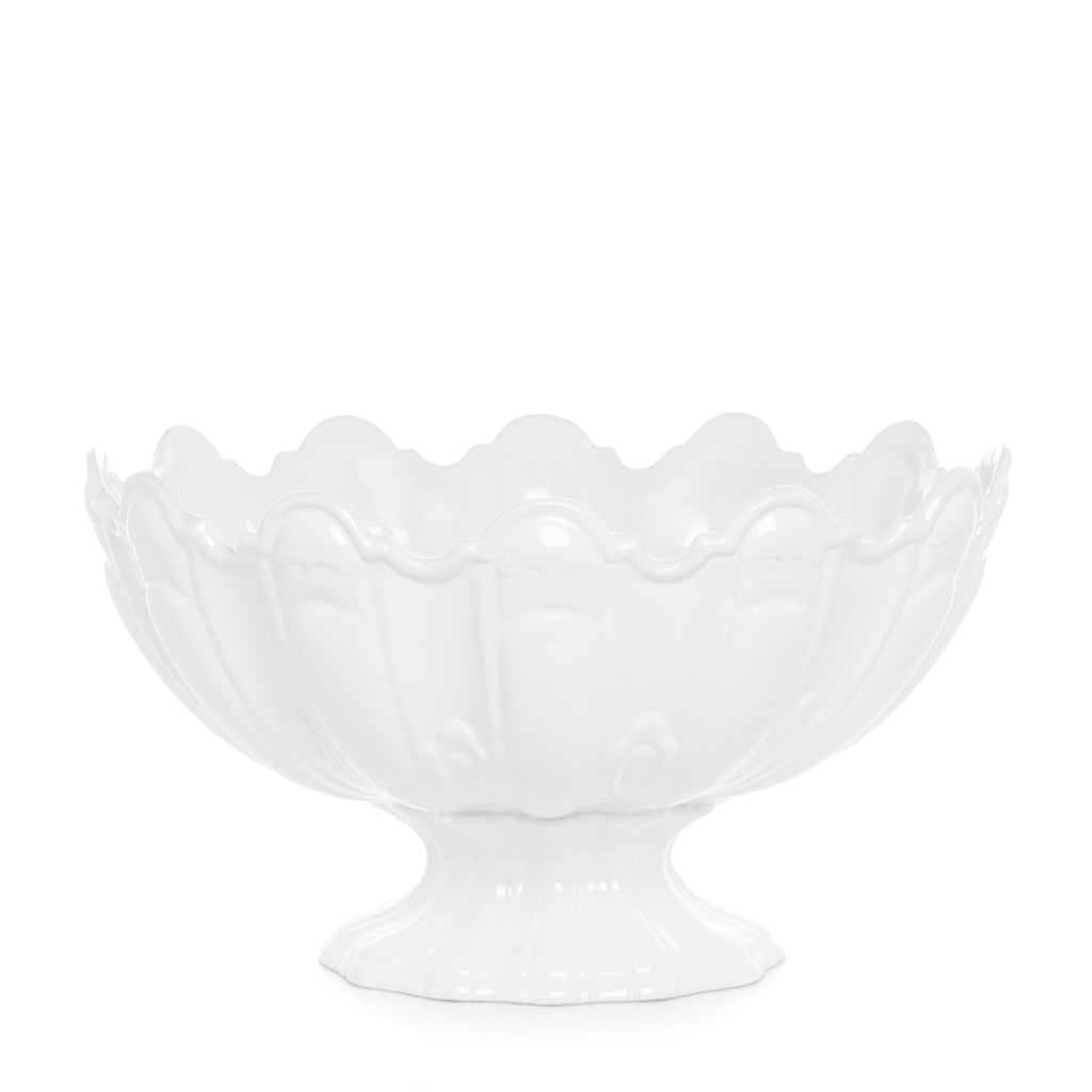 White Ceramic Pedestal Fruit Bowl - Hudson Grace