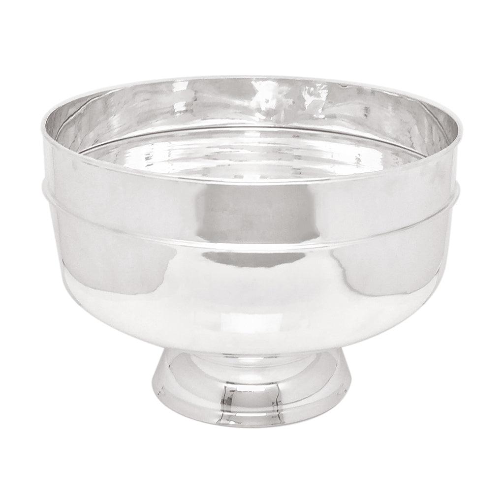Vintage 18" silverplate footed grand punch bowl, Revere style, for champagne or wine.