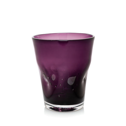 Violet Henri 8 oz. mouth-blown glass with unique imperfections and air bubbles.