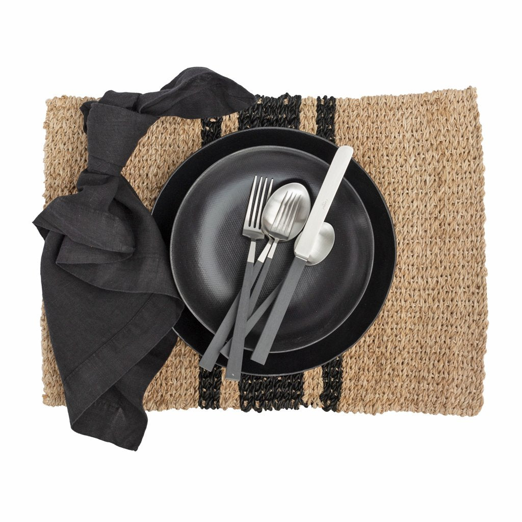 Black and natural place setting